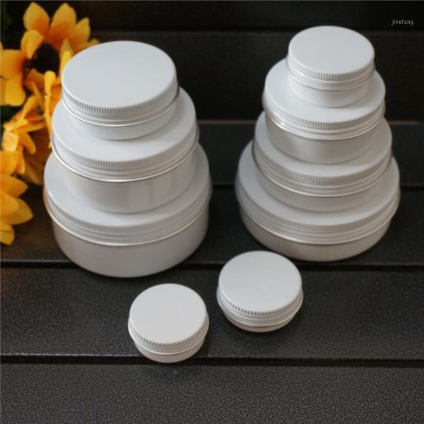

storage bottles & jars 10/15/20/30/50/60/80/100/150g white empty round aluminum box metal tin cosmetic cream diy refillable jar tea pot