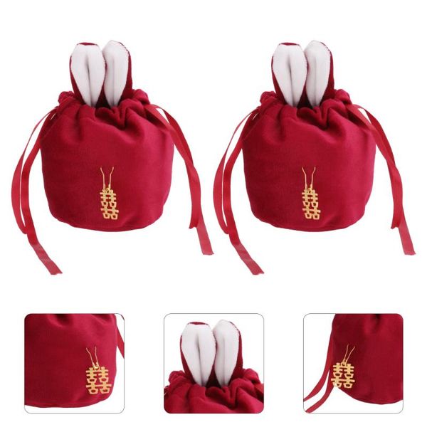 

2pcs adorable fashionable present bag candy wrapping pouch package (red) gift wrap