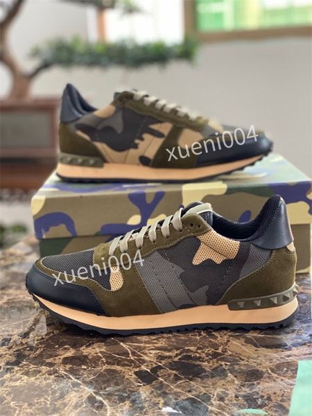 

new color camo suede studded camouflage rock runner sneaker shoes valentinoes for womens mens stud casual shoes sneakers chaussures 39-46, Black