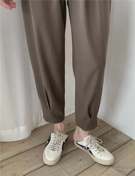 

women's pants & capris designer style. 2021 korean suit high waist loose straight drop nine point casual, Black;white