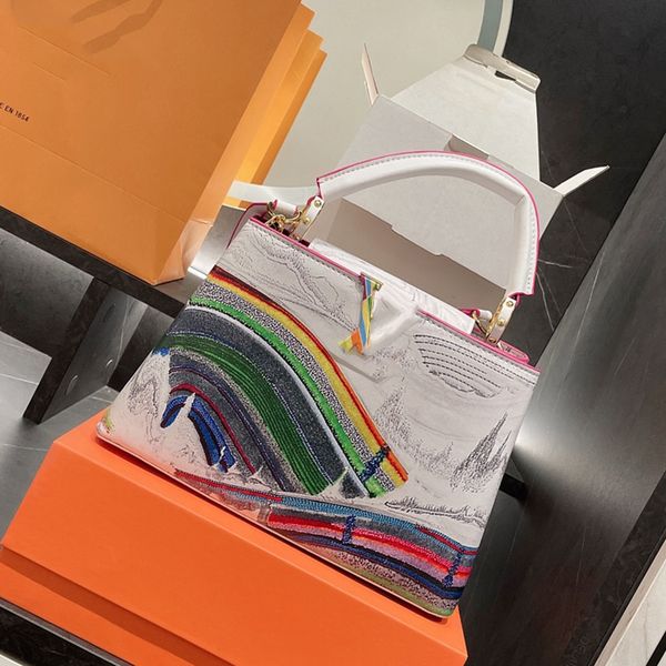 

genuine leather old flower women shoulder bags luxury designers france brand iv classic painted graffiti crossbody handbag fashion totes des