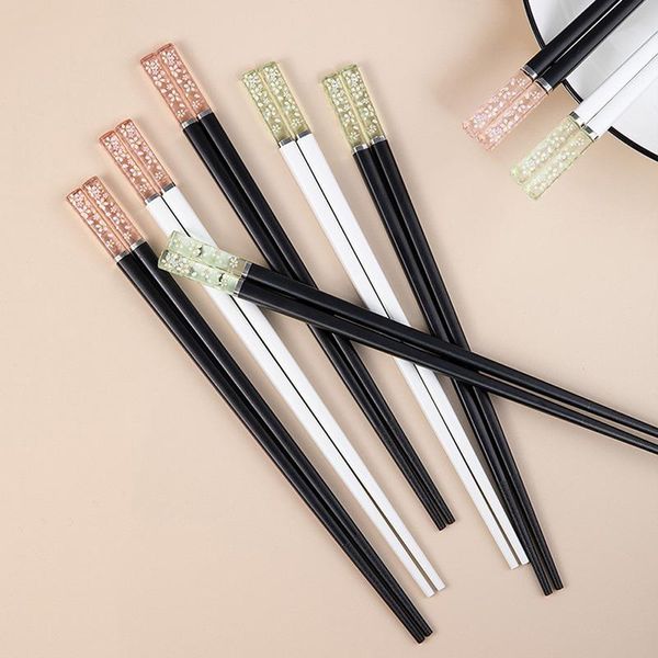 

chopsticks 1 pair cherry blossom high-end amber alloy grade high temperature resistant non-slip stick moisture proof