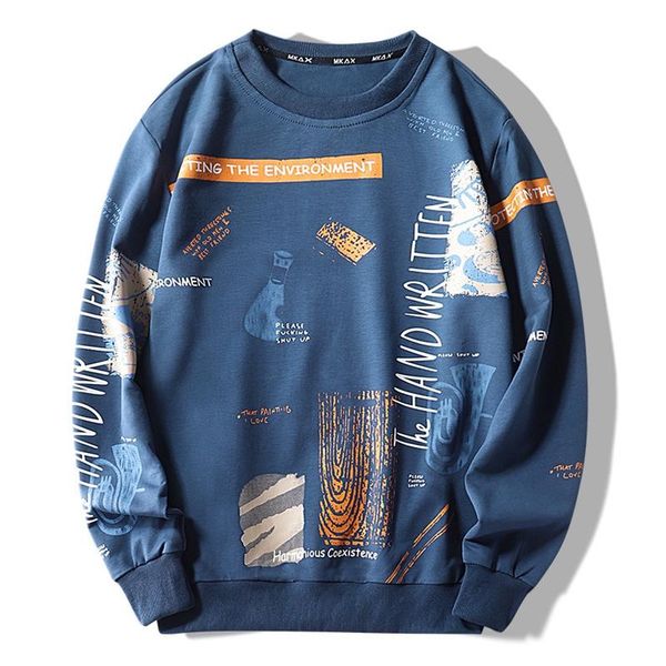 

men's hoodies & sweatshirts 2021 men's large size sports sweatshirt 4xl-9xl bust 142cm fashion couple round neck long sleeve printe, Black