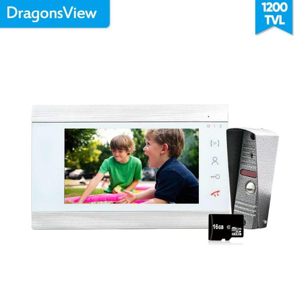 

dragonsview 7 inch video door phone indoor monitor doorbell 1200tvl motion detection recording picture 16gb sd card white phones