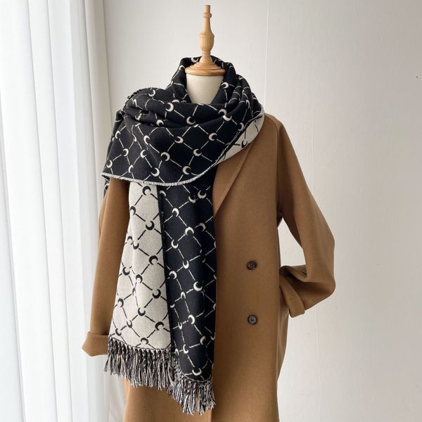 

luxury double-sided letter scarf women winter warm cashmere shawl printed soft thin blanket holiday gift, Blue;gray