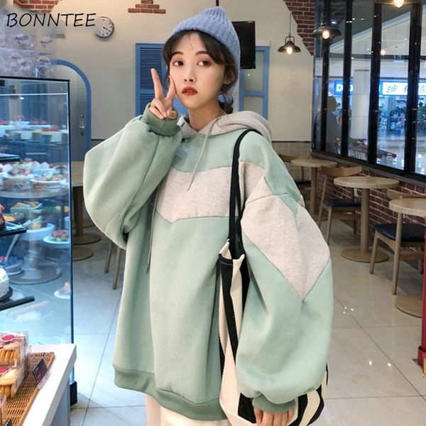 

women's hoodies & sweatshirts women plus velvet warm thicker striped oversize harajuku boyfriend chic korean style casual simple studen, Black