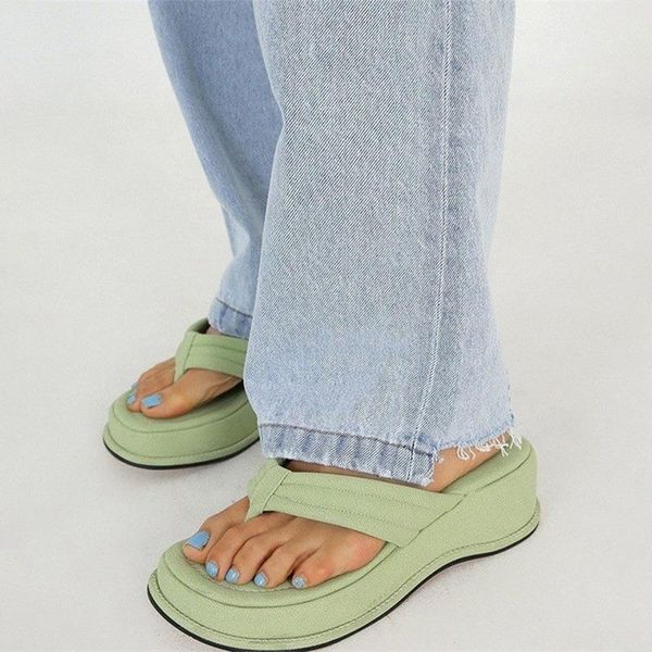 

summer beach platform flip flops female slides open toe soft sole design sandals 2021 women shoes fashion comfort heels slippers, Black