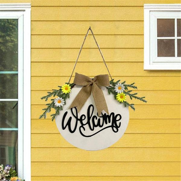 

welcome door hanger wreaths wreath front decor decoration artificial rattan wedding decorative flowers
