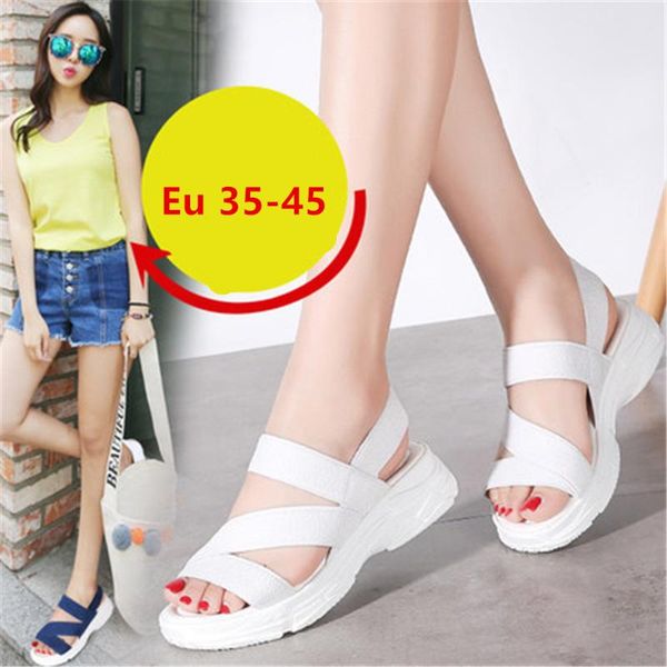 

mesh elastic cloth sandals women casual slip-on wedges shoes female summer solid color soft botoom heels sport eu 35-45, Black