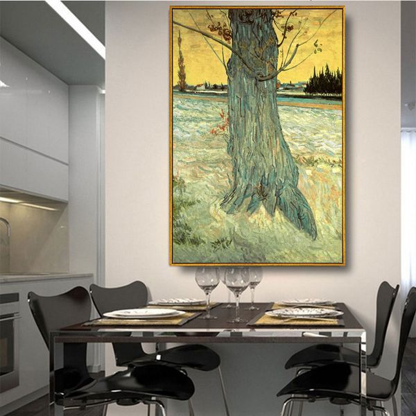 

van gogh wheat field landscape canvas painting green ldyllic scenery wall art posters famous oil painting for living room dÃ©cor-03
