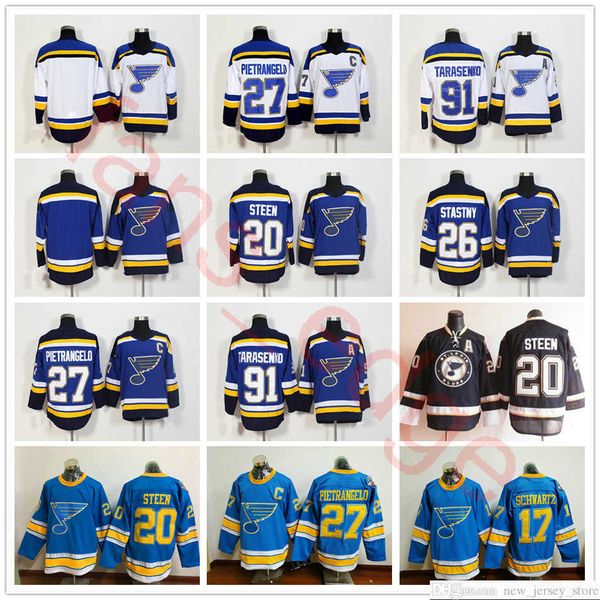 

new brand st. louis blues hockey 27 alex pietrangelo 10 brayden schenn 34 jake allen 55 colton parayko 91 vladimir jersey, Black