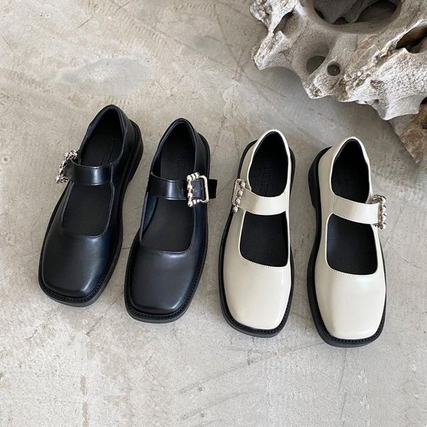 

sandals 2021 summer autumn shoes with square head and flat bottom, Black