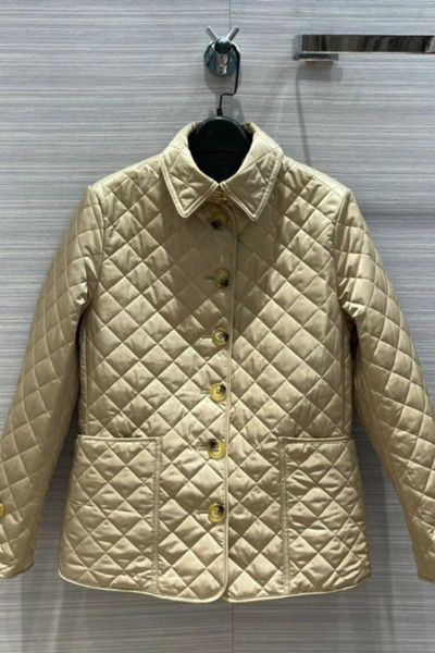 

high-end famous brand womens clothing autumn winter retro british style all-match diamond plaid quilted slim-fit cotton-, Black