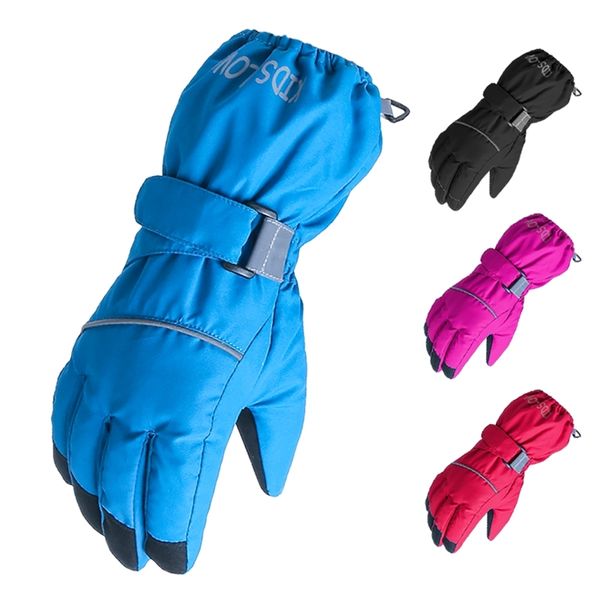 Alta Qualidade Água Crianças Crianças Crianças Luvas de Esqui Preto Bebê Inverno Quente Dedo Completo Azul Meninos Meninas Neve Snowboard 220106