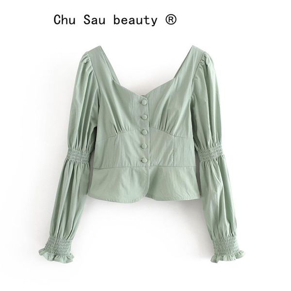 

women's blouses & shirts chu sau beauty lady spring autumn elastic v-neck long-sleeved shirt solid color casual single-breasted slim bl, White