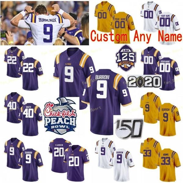 NCAA College Jerseys LSU Tigers 7 Leonard Fournette 22 Clyde Edwards-Helaire 5 Derrius Guice 40 Devin White Calcio personalizzato cucito