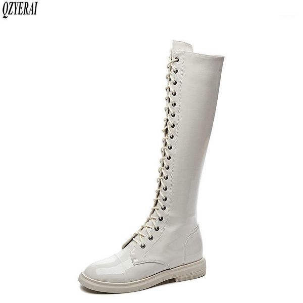 

boots qzyerai winter genuine leather the knee women motorcycle female mirror warm shoes1, Black