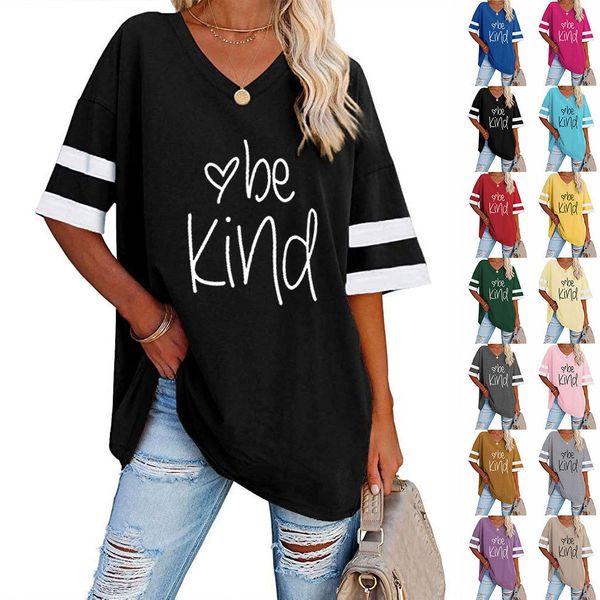

oversized women's funny letter print v-neck contrast waist t-shirt, White