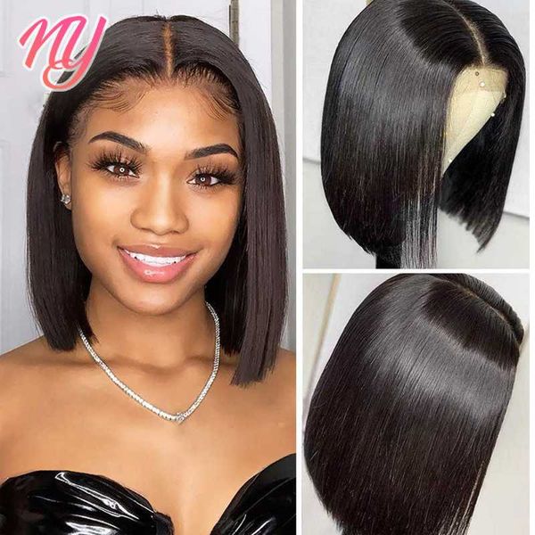 

lace wigs bob front wig frontal 13x4 straight pre plucked bleached knots 150% remy closure, Black;brown