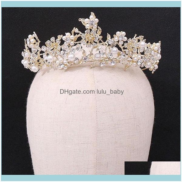 Barrettes JewelryBridal Wedding Tiaras and Crowns Princesa Royal Diadem Gold/Sier Color Crystal Pearls Bandas de cabeça para mulheres Jóias G Girls G
