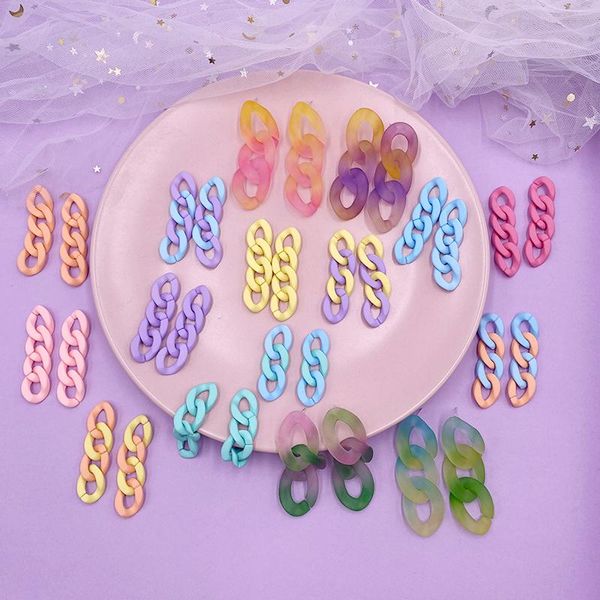 

dangle & chandelier rainbow gradient resin chain long earrings for women 2021 summer candy color arcylic hanging drop statement jewelry, Silver