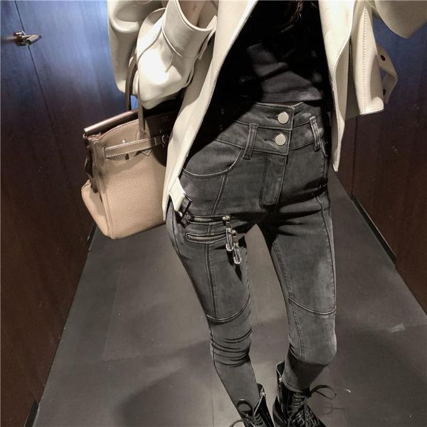 

women's jeans blue female 2021 spring and summer korean slim leggings tight high waist elastic pencil pants [delivery within 15