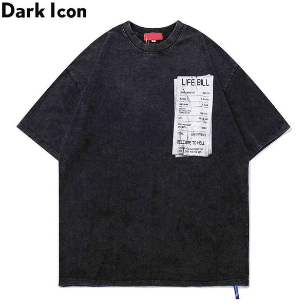 

interesting printed hip hop t-shirt men summer oversized men's tshirt cotton tee 210603, White;black