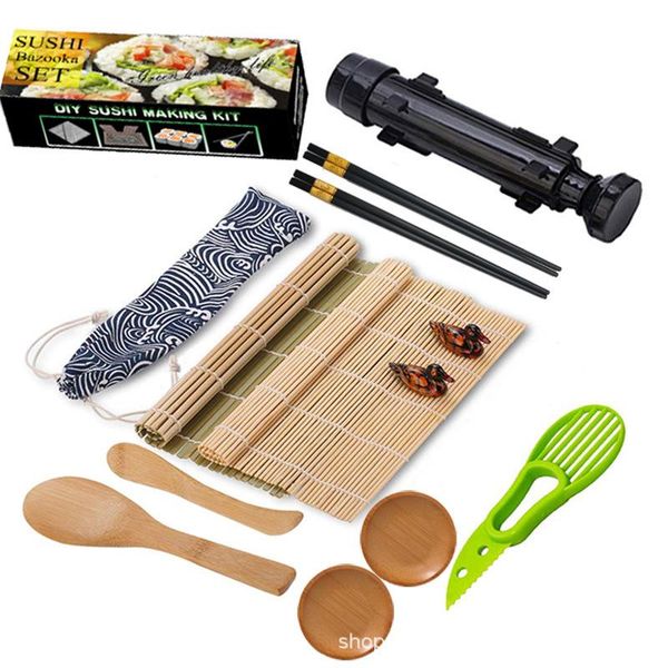

bamboo sushi tool set mold knife spoon chopsticks butter chopstick holder