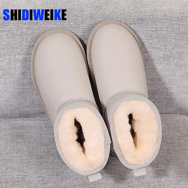 

boots 2021 brand winter women snow australia style genuine leather ankle waterproof warm short shoes ad546, Black