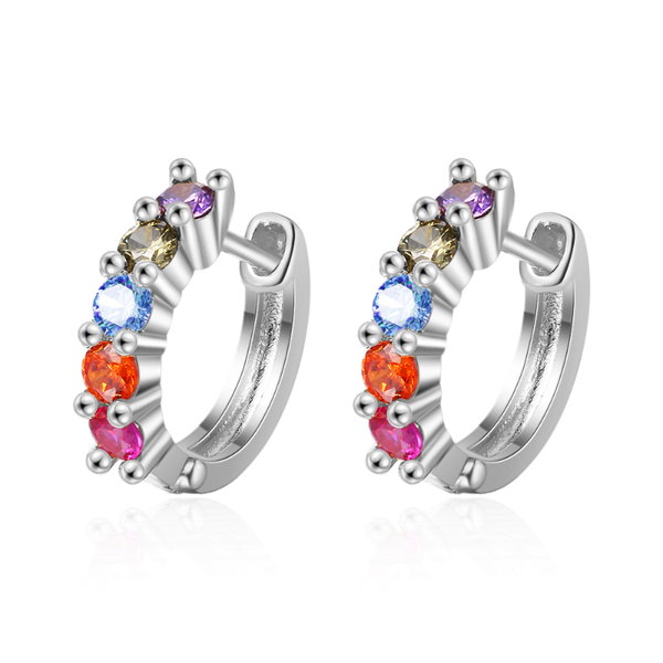 

hoop & huggie fashion 925 sterling silver earrings colorful zircon 18k gold feminine charm jewelry gift, Golden;silver