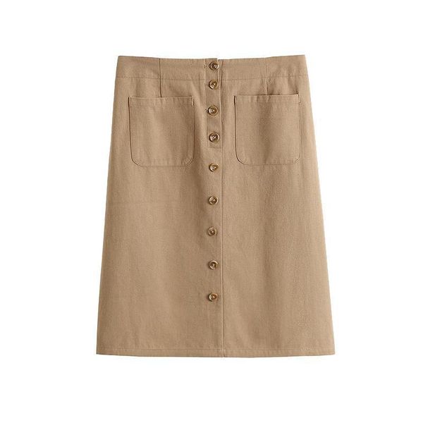 

skirts plus size x-4xl women's retro half-length skirt single breasted summer elegant 2021 solid a-line knee-length, Black