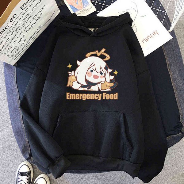 

genshin impact oversized graphic hoodies women cute pink 2021 spring/autumn korean fashion kawaii streetwear casual y0820, Black