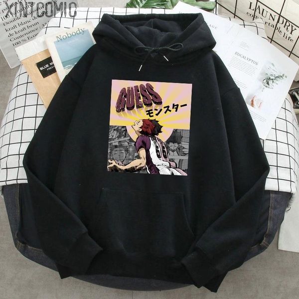 

men's hoodies & sweatshirts haikyuu-men hoodie anime loose streetwear fleece fashion harajuku autumn man japanese men couple clothes, Black