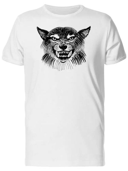 

angry wolf head grunge sketch men's tee -image by shutterstock, White;black