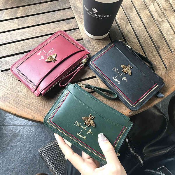 

design handbag leather zero wallet ultra thin mini wallet women's short small exquisite 2021 new fashion, Red;black