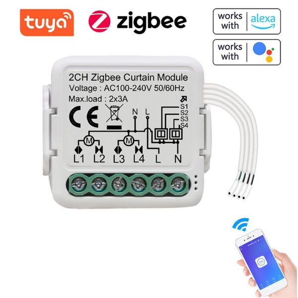

smart home control tuya zigbee curtain switch module intelligent two-way modification for alexa google voice