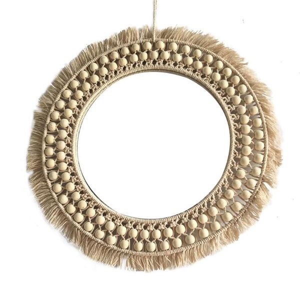 

mirrors art wall mirror hanging with macrame handmade home decoration living room bedroom