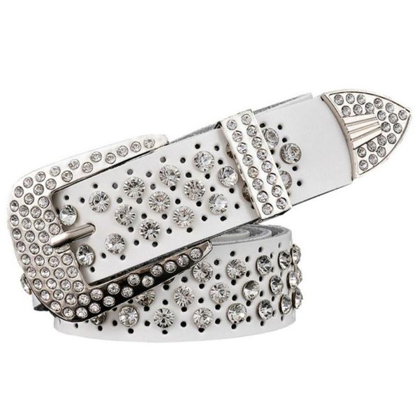 

belts 2021 design four seasons women real belt rhinestone sky star decoration pin buckle for jeans accessories crystal 100-115cm, Black;brown