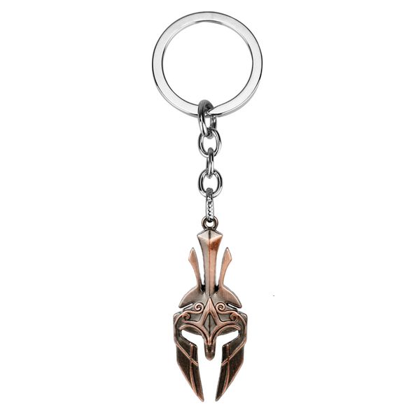 

spartan helmet keychain cosplay game defensive armor mask pendant key chains men key rings trinket cospaly key holder, Silver