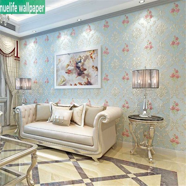 

wallpapers blue pattern non-woven wallpaper simple modern pastoral european bedroom living room wedding background