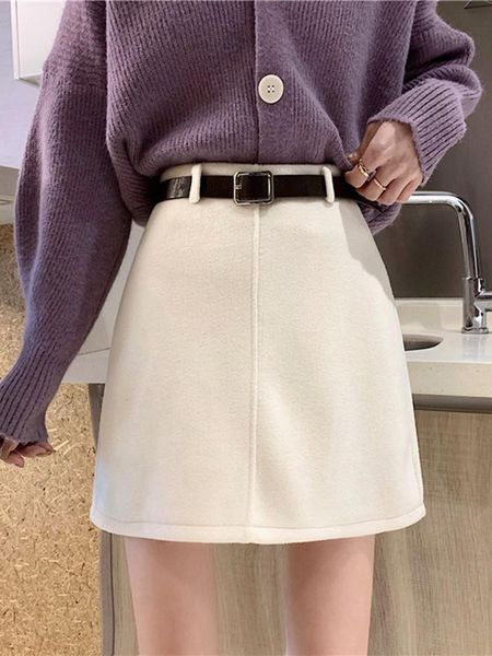 

skirts autumn and winter high waisted slim cut a-line short skirt half women, Black