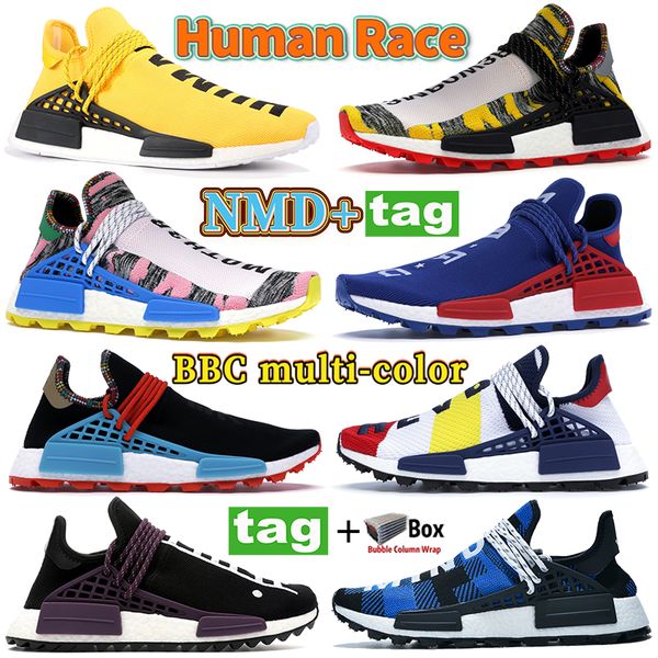 

men nmd hu human race women running shoes pharrell williams yellow black oreo sharp nerd blue cream white bbc multi-color sneakers solar pac