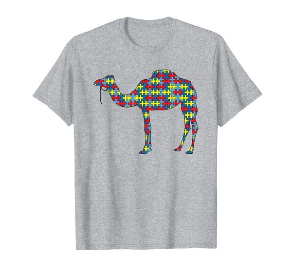 

camel autism awareness kids calf animal puzzle day mom gift t-shirt, White;black