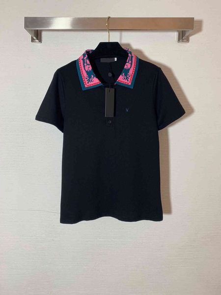 

women's t-shirt customized chest embroidered letters polo collar short sleeve t-shirt shirt qjro, White
