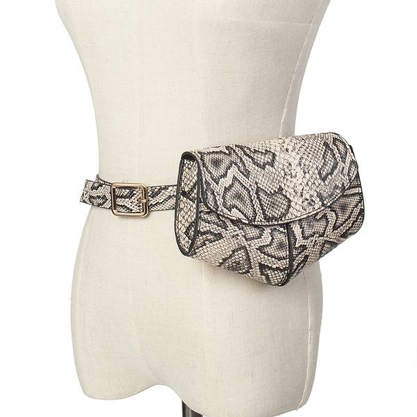 

personality serpentine women leather waist belt bag korean fanny waist pack
