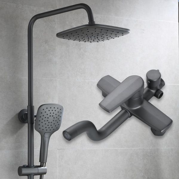 

bathroom shower sets head in wall style black three-gear set fashion household pressurized