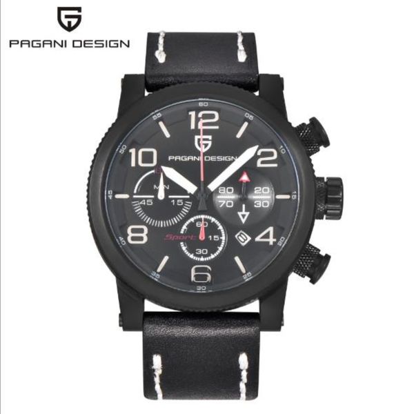 

pagani design brand military watches mens luxury fashion waterproof chronograph sport quartz male wristwatch calendar clock, Silver