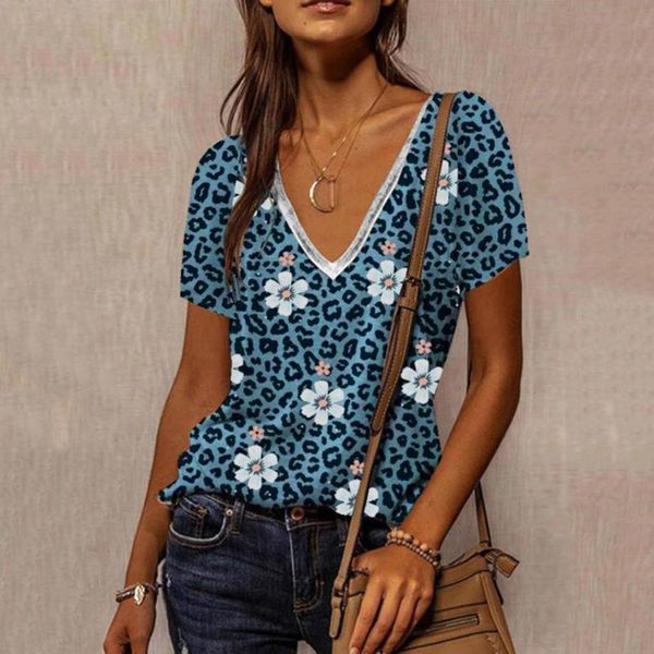 

women's blouses & shirts summer 2021 tshirt women leopard print casual female clothes streetwear vintage shirt short sleeve graphic, White