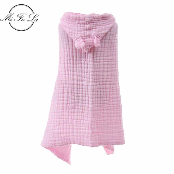 

towel six-layers gauze hooded cotton bathrobe baby kids bath wrap cloak absorbent children robe with button