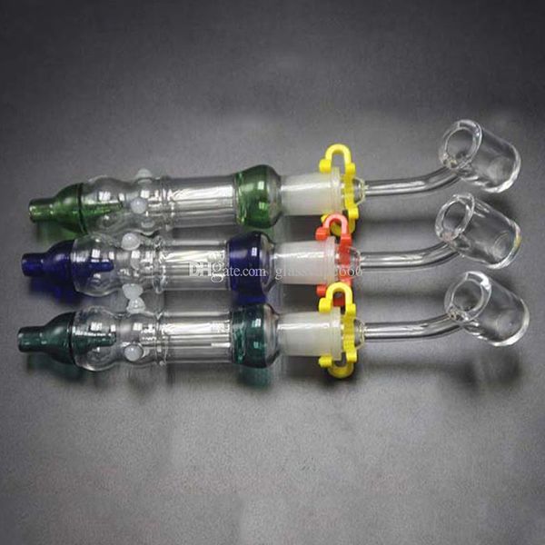 NC Hookah Kit Mini Tubulações de Petróleo Tubulações Dabas com 45 graus de quartzo Banger Nail Glass Water Bongs